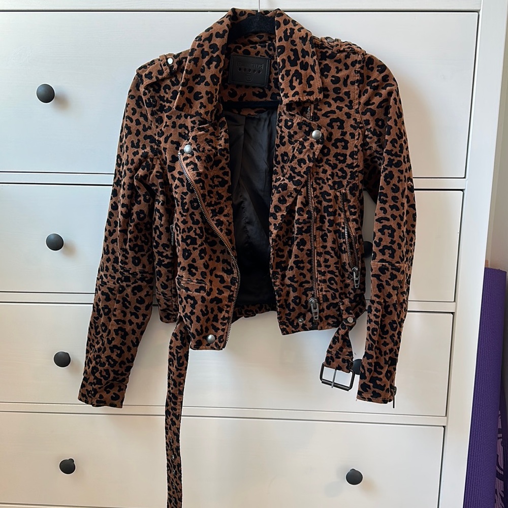 Blank NYC corduroy leopard moto jacket